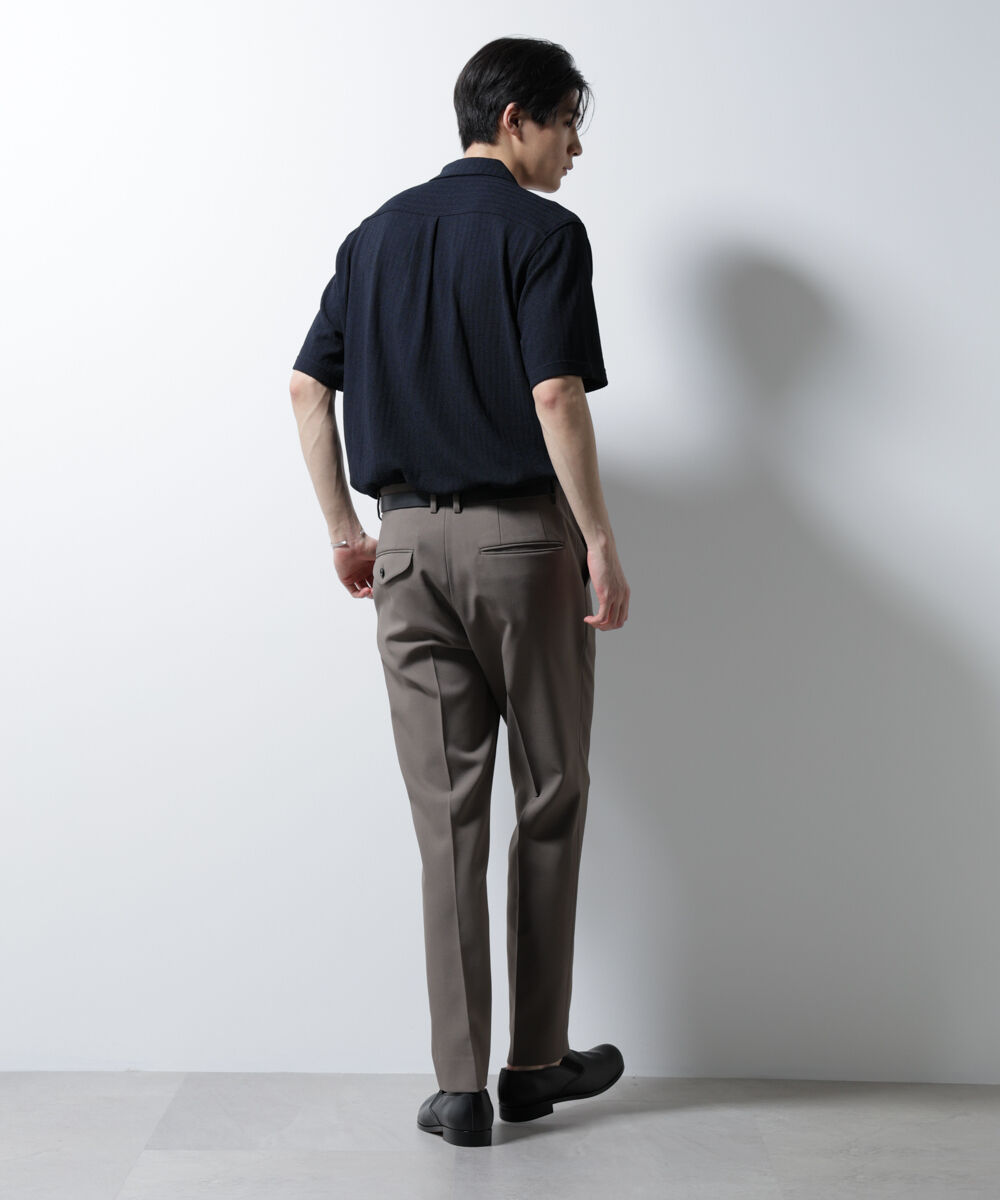 nano･universe「「Damerino」 ヘリンボン オープンカラーシャツ 半袖」|Tシャツ・カットソー|