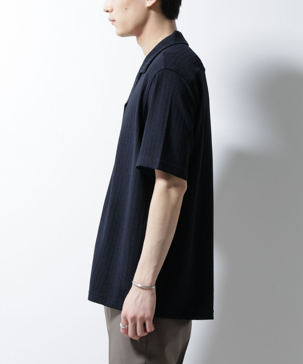 nano･universe「「Damerino」 ヘリンボン オープンカラーシャツ 半袖」|Tシャツ・カットソー|