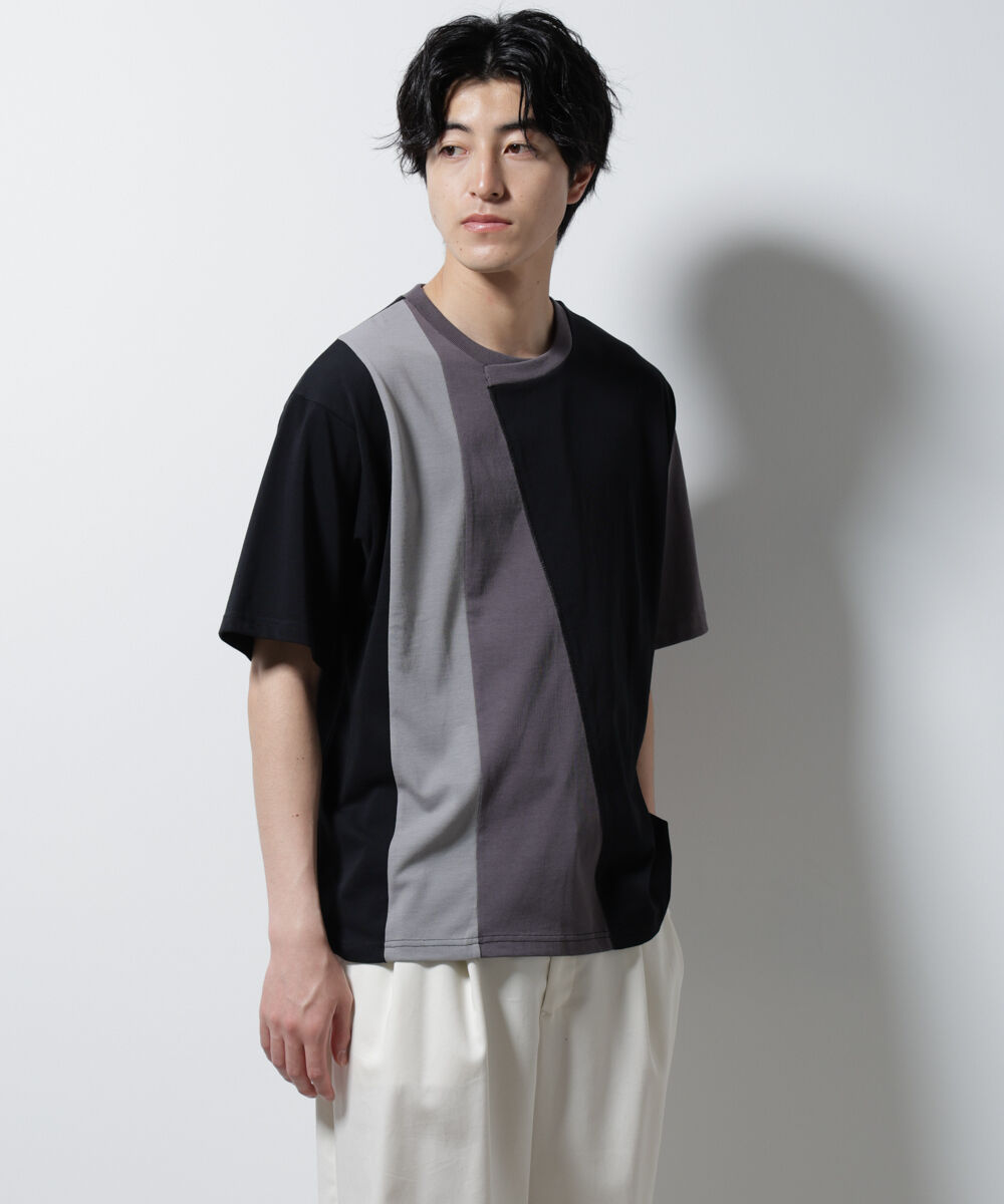 nano･universe「デザイン切替クルーネックTシャツ 半袖」|Tシャツ・カットソー|