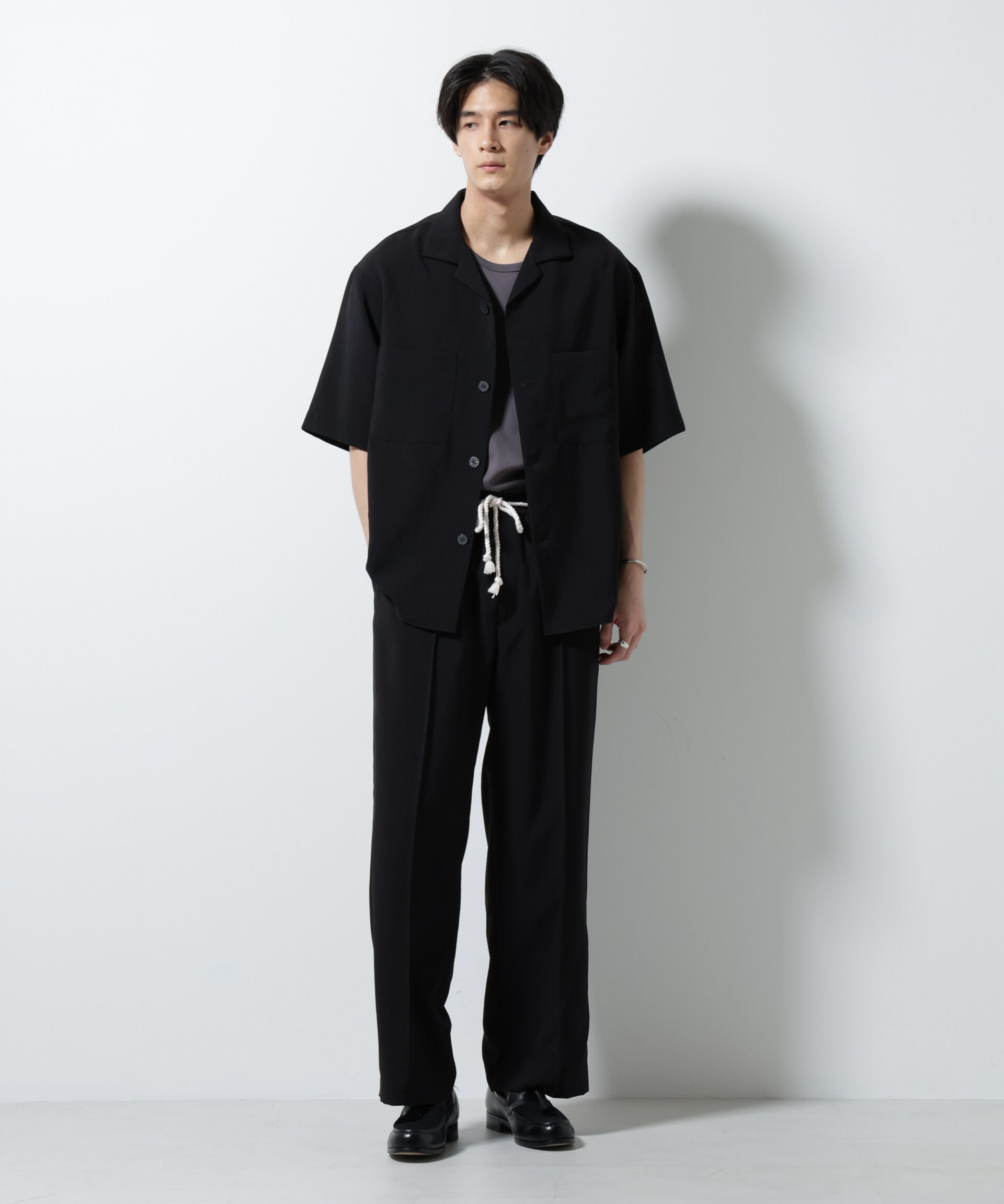 nano･universe「メランジドライイージーテーパードパンツ（セットアップ可）」|チノ|