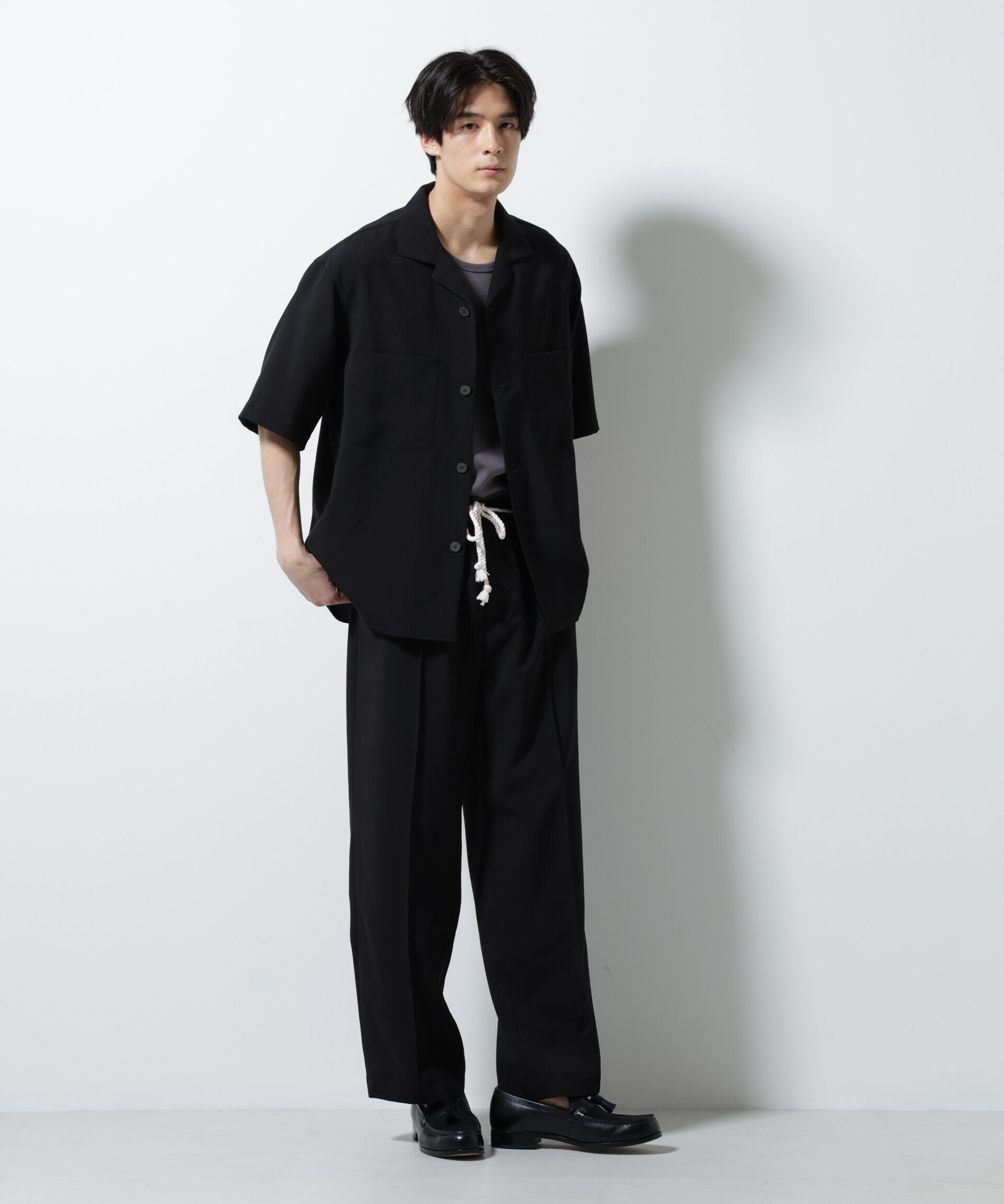 nano･universe「メランジドライイージーテーパードパンツ（セットアップ可）」|チノ|