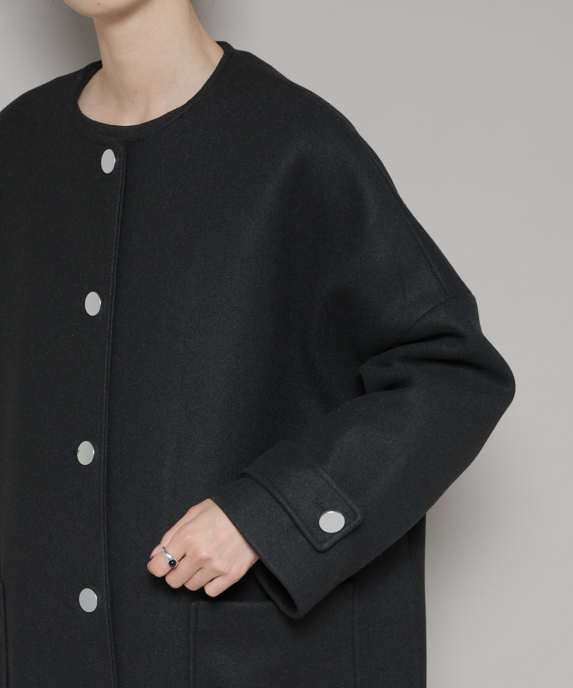 nano･universe「ノーカラーコクーンミドルコート」|その他|