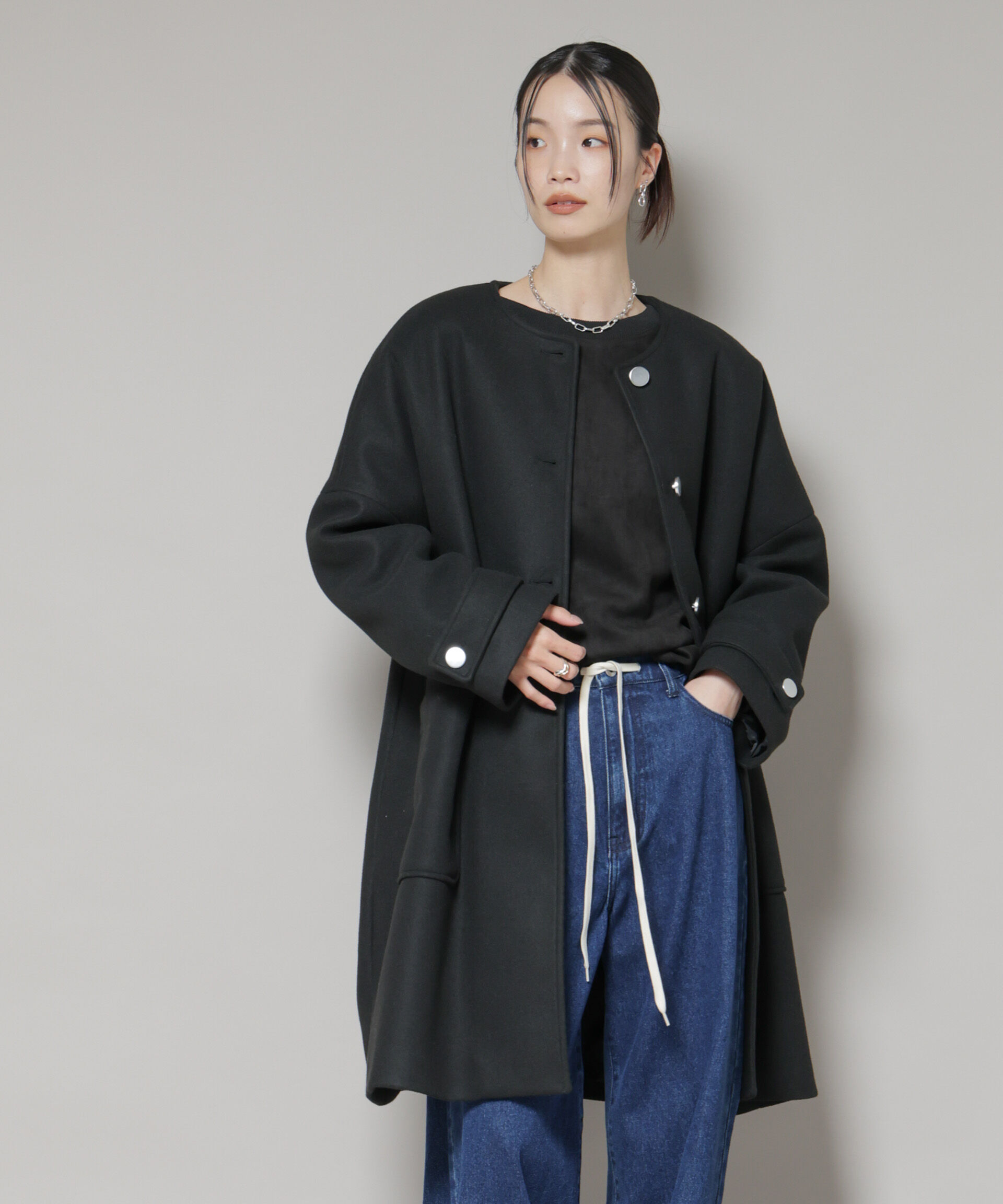 nano･universe「ノーカラーコクーンミドルコート」|その他|