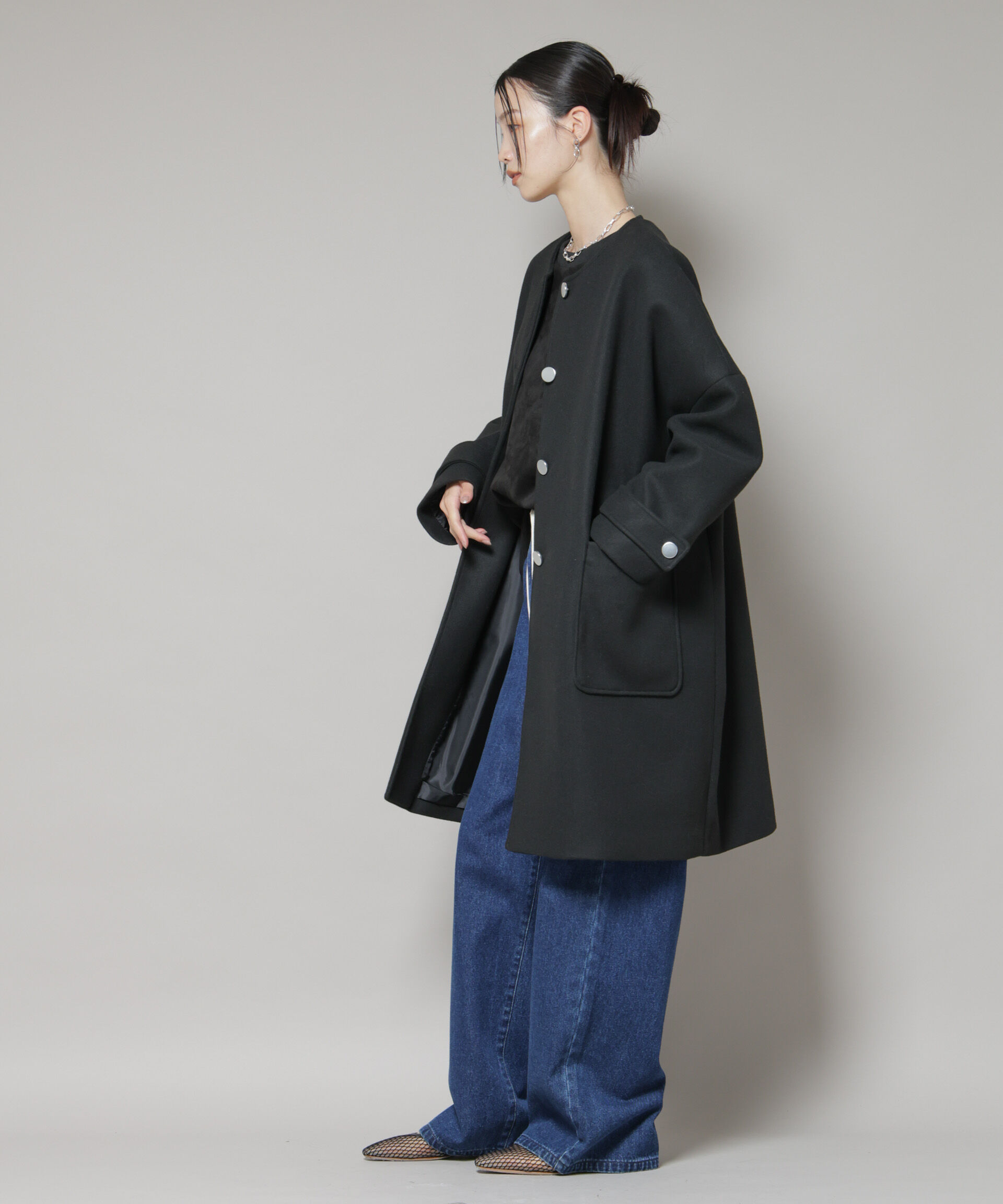 nano･universe「ノーカラーコクーンミドルコート」|その他|