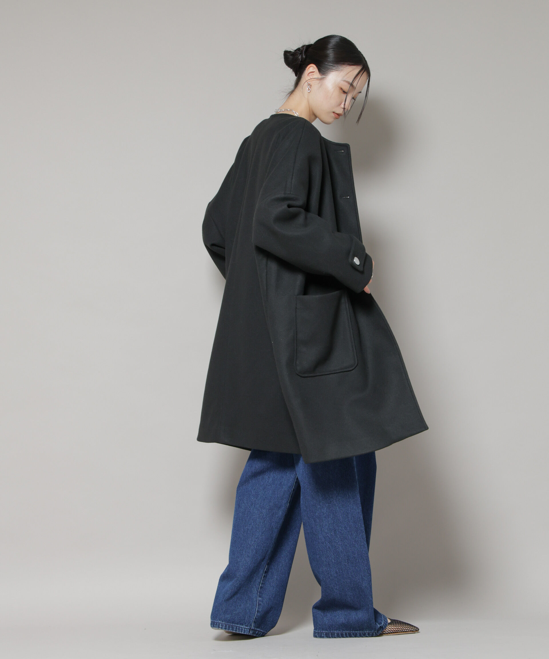 nano･universe「ノーカラーコクーンミドルコート」|その他|