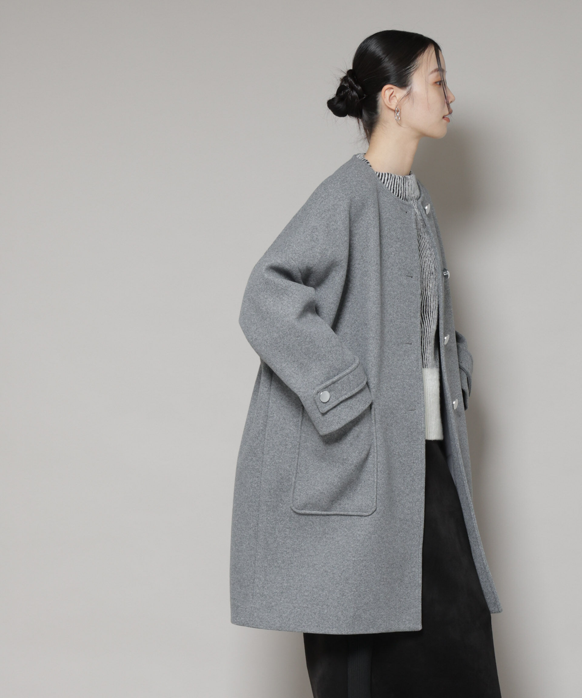 nano･universe「ノーカラーコクーンミドルコート」|その他|