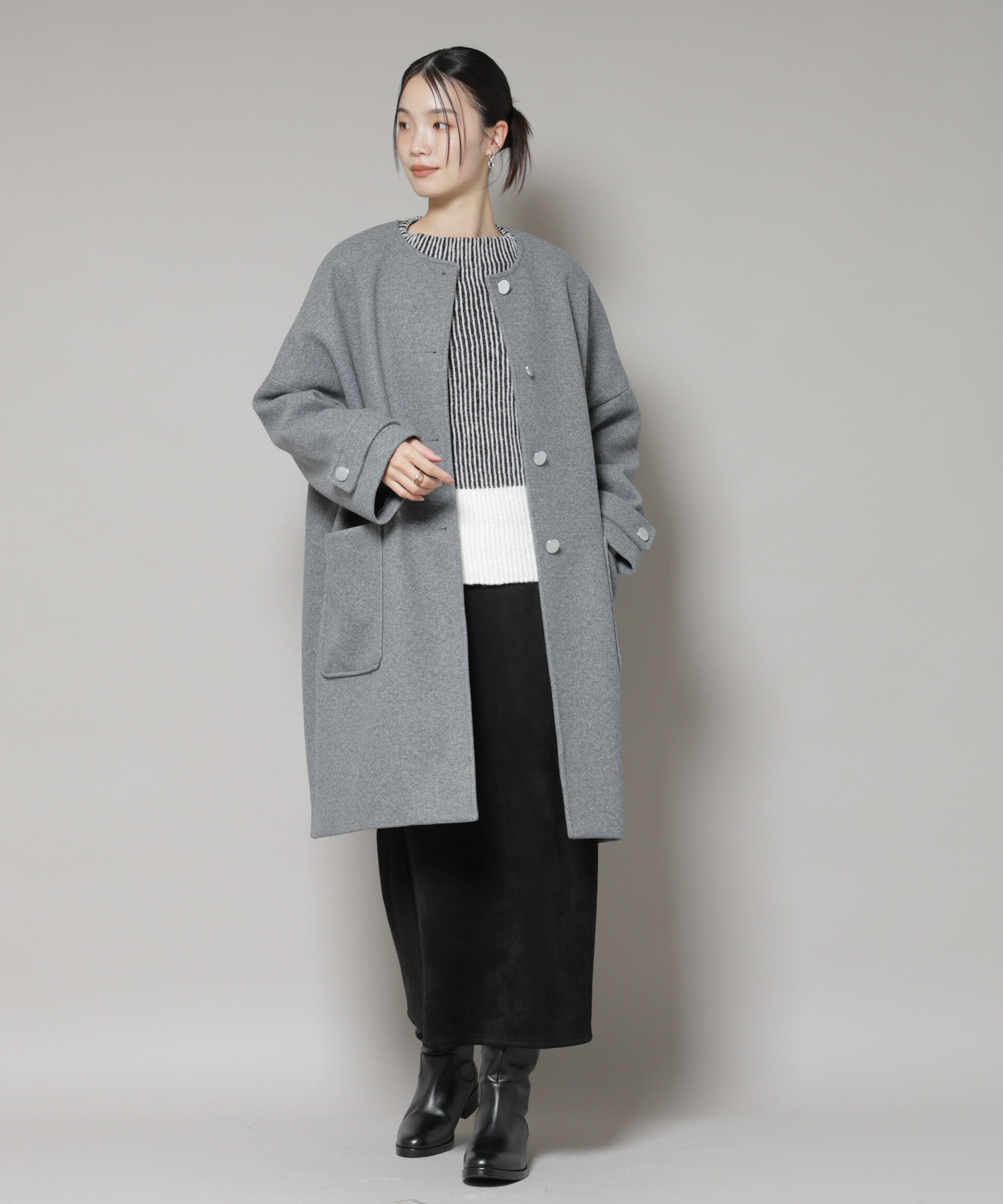 nano･universe「ノーカラーコクーンミドルコート」|その他|