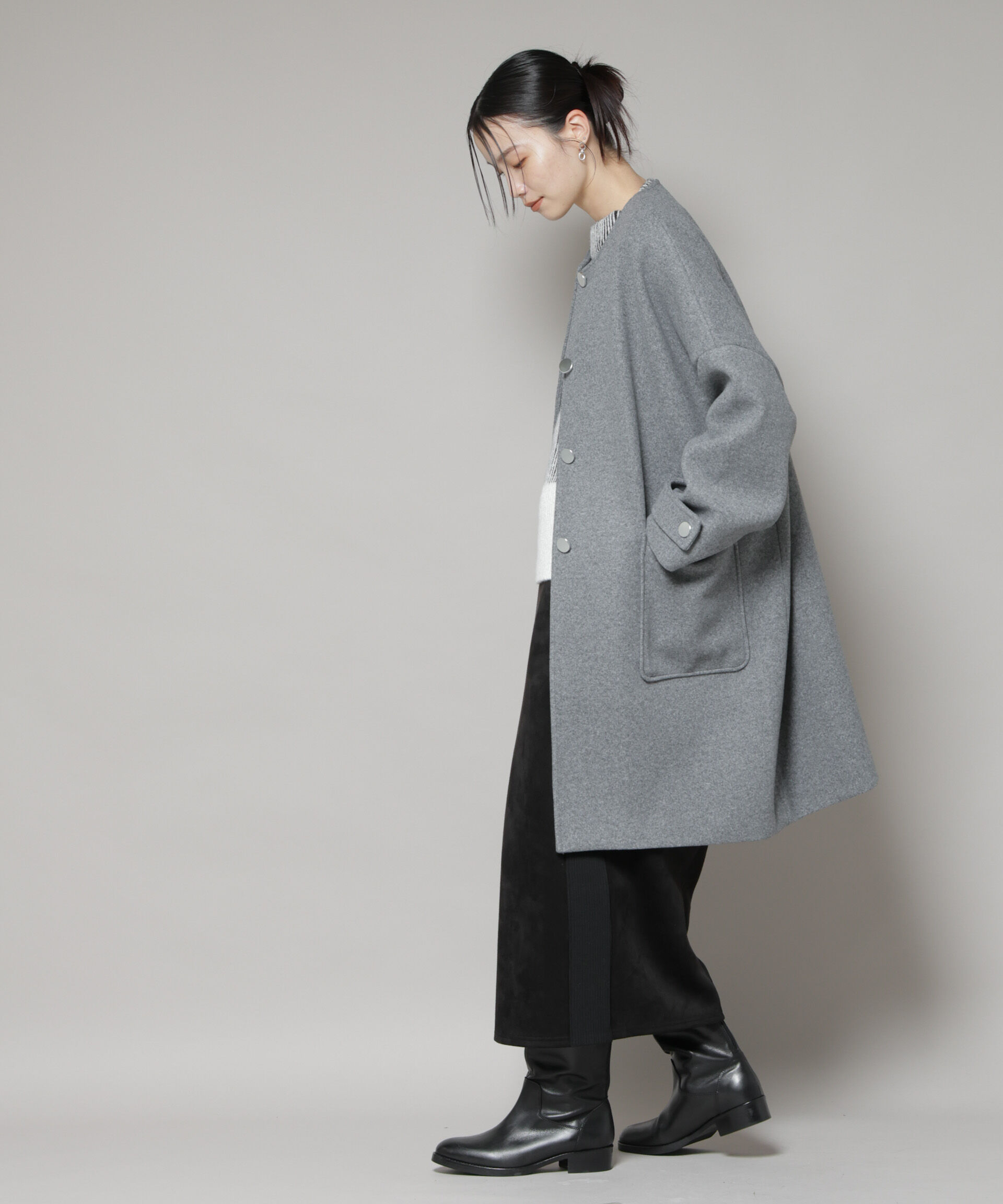 nano･universe「ノーカラーコクーンミドルコート」|その他|