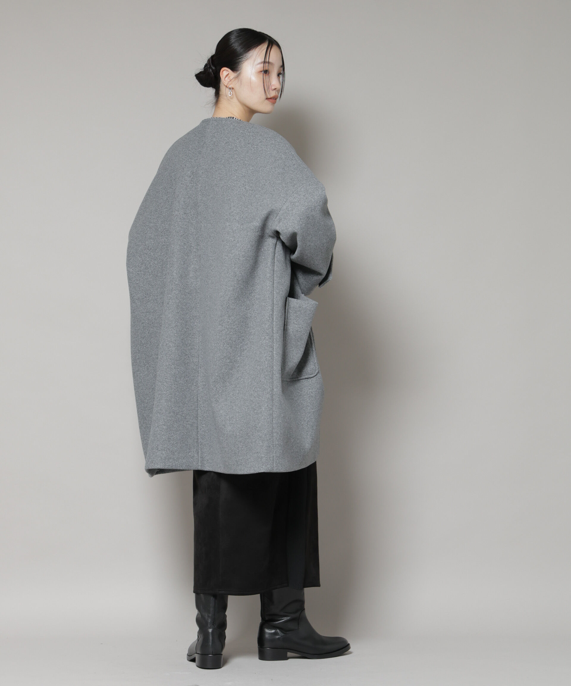 nano･universe「ノーカラーコクーンミドルコート」|その他|