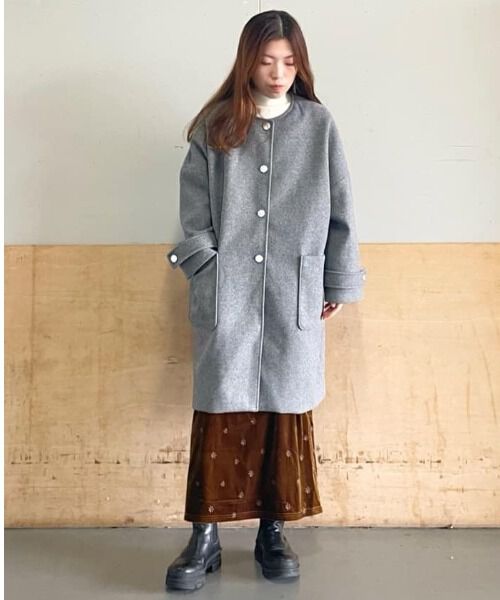 nano･universe「ノーカラーコクーンミドルコート」|その他|