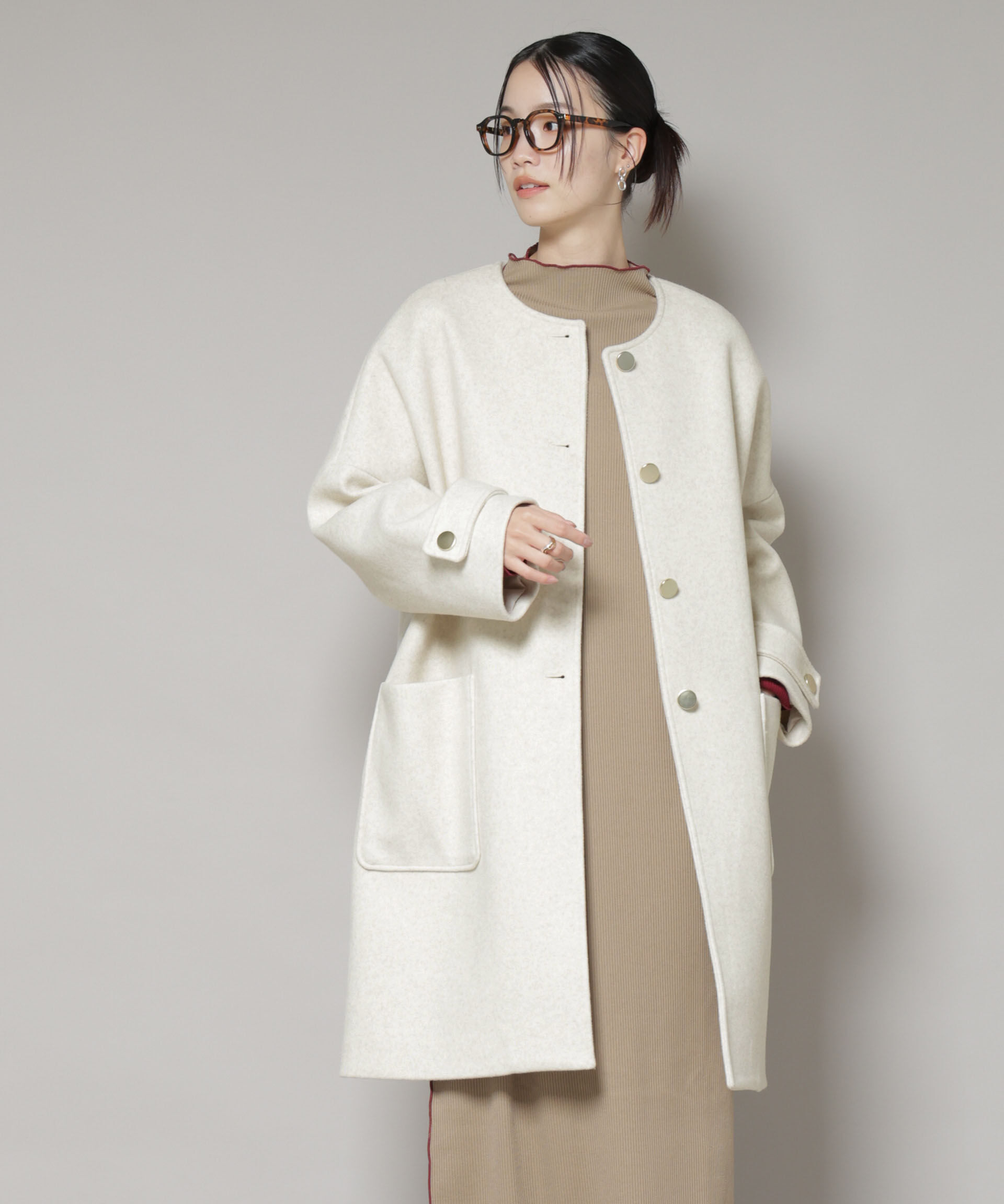 nano･universe「ノーカラーコクーンミドルコート」|その他|