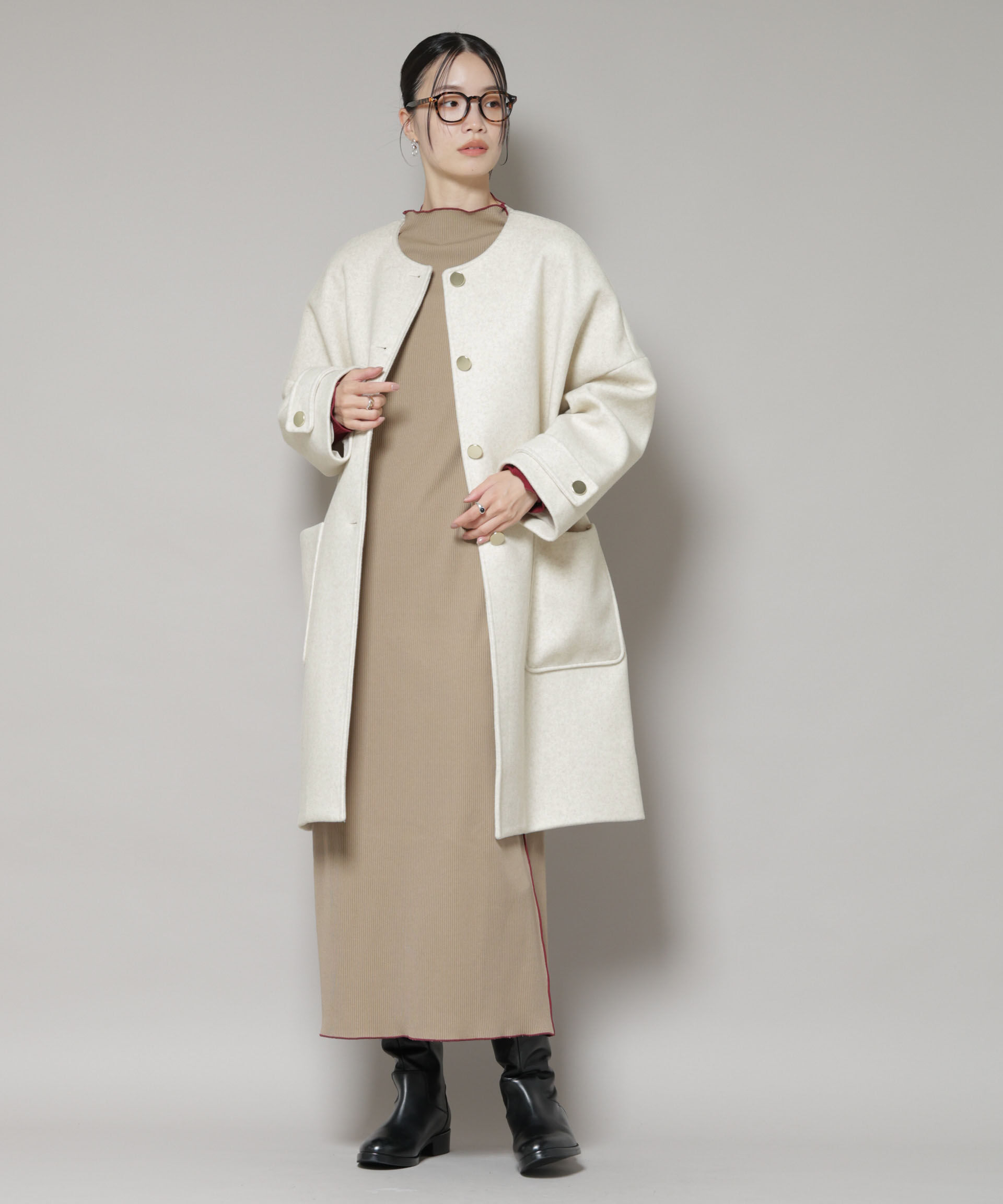 nano･universe「ノーカラーコクーンミドルコート」|その他|