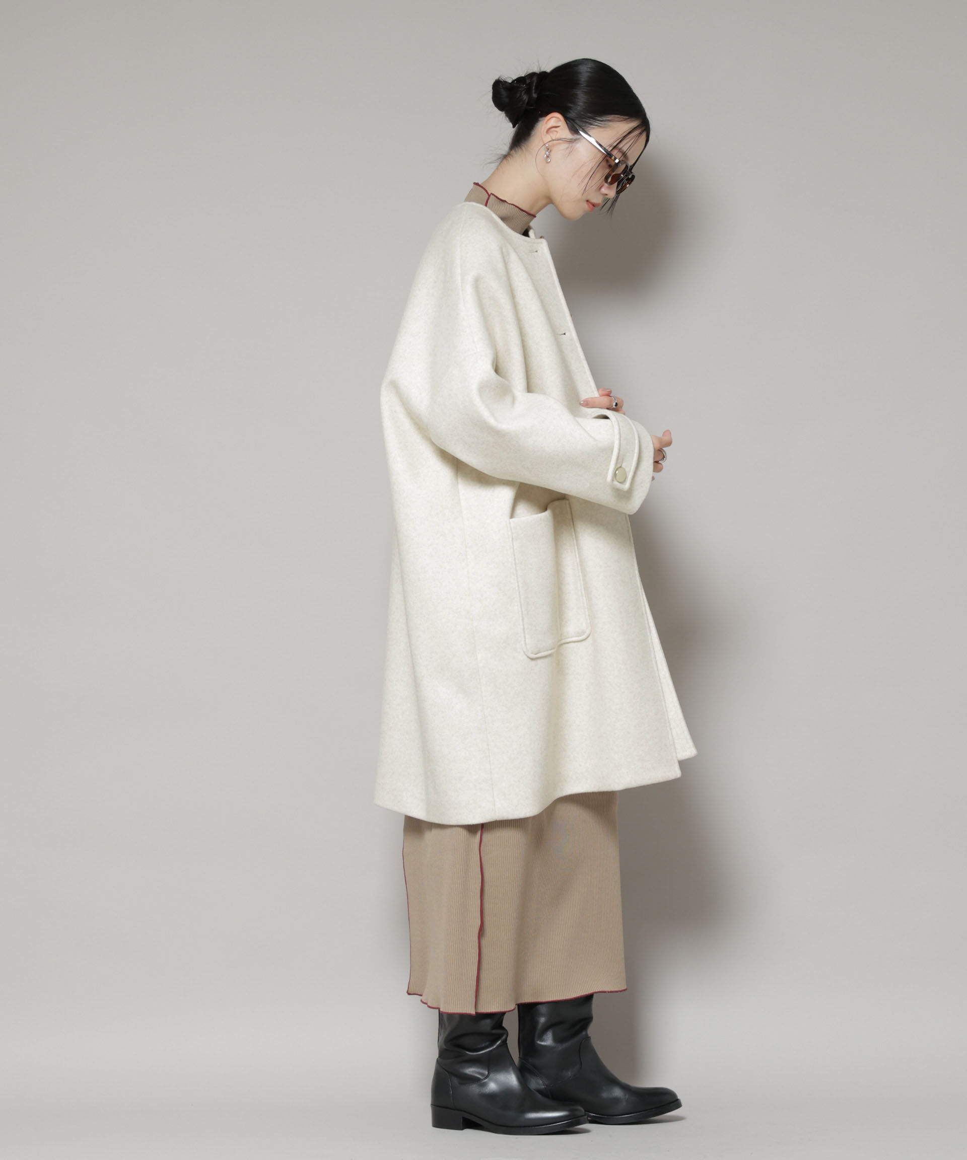 nano･universe「ノーカラーコクーンミドルコート」|その他|