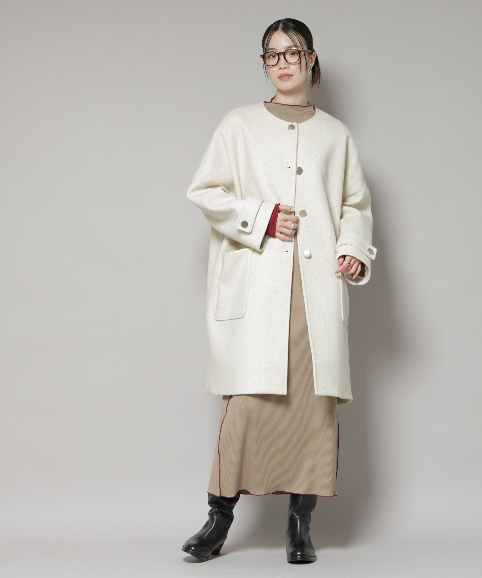 nano･universe「ノーカラーコクーンミドルコート」|その他|