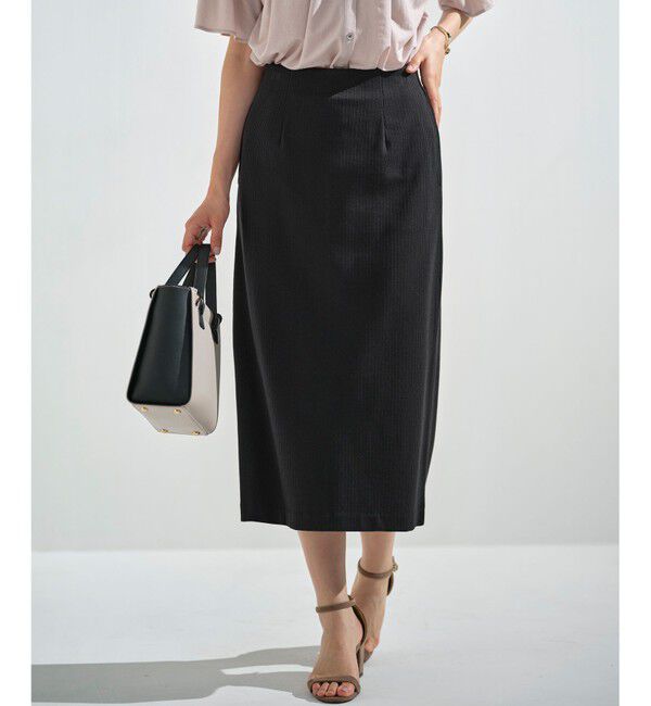 組曲「【WEB限定】ストライプジャガード タイトスカート」|スカート|ブラック系