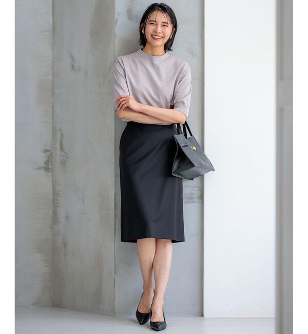 23区「【洗える】ヴィスコースストレッチ 半袖 ニット」|ニット・セーター|