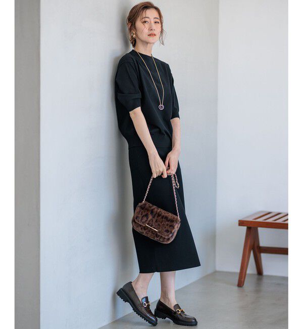 23区「【洗える】ヴィスコースストレッチ 半袖 ニット」|ニット・セーター|