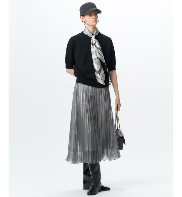 23区「【洗える】ヴィスコースストレッチ 半袖 ニット」|ニット・セーター|