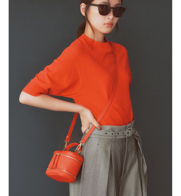 23区「【洗える】ヴィスコースストレッチ 半袖 ニット」|ニット・セーター|レッド系