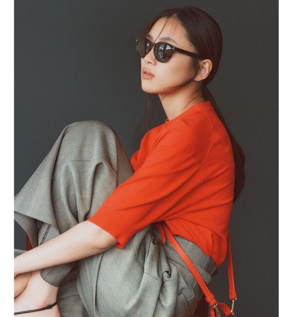 23区「【洗える】ヴィスコースストレッチ 半袖 ニット」|ニット・セーター|