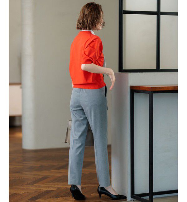 23区「【洗える】ヴィスコースストレッチ 半袖 ニット」|ニット・セーター|