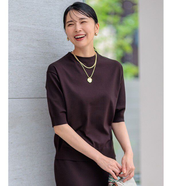 23区「【洗える】ヴィスコースストレッチ 半袖 ニット」|ニット・セーター|ﾀﾞｰｸﾌﾞ