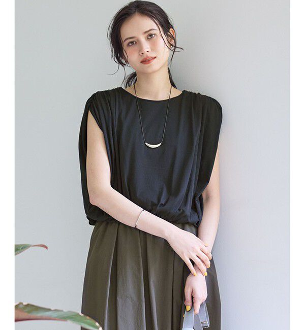 23区「【SLOW/一部店舗限定】ファインゲージ ギャザー Tシャツ」|Tシャツ・カットソー|ネイビー系