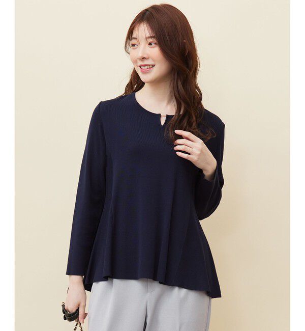 any SiS「【WEB・一部店舗限定】ペプラム ニット」|ニット・セーター|ネイビー