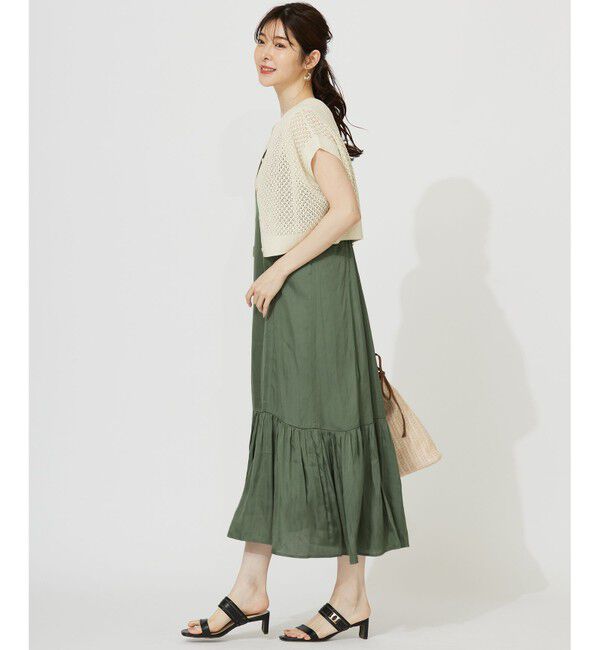 ANY SIS「【貴島明日香さんコラボ・3点セット】メッシュ ニット&times;キャミ ワンピース」|スーツ|