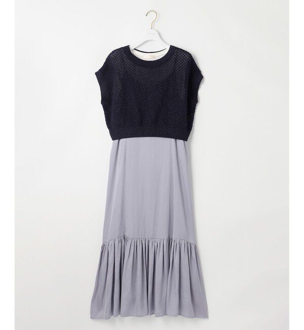 ANY SIS「【貴島明日香さんコラボ・3点セット】メッシュ ニット&times;キャミ ワンピース」|スーツ|ライトブルー