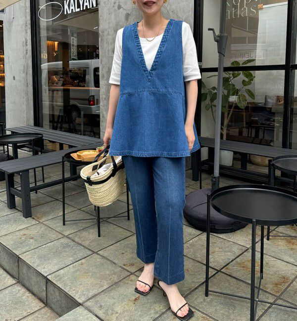 Rie Miller「【RM denim】ペプラムジレデニムブラウス」|シャツ・ブラウス|