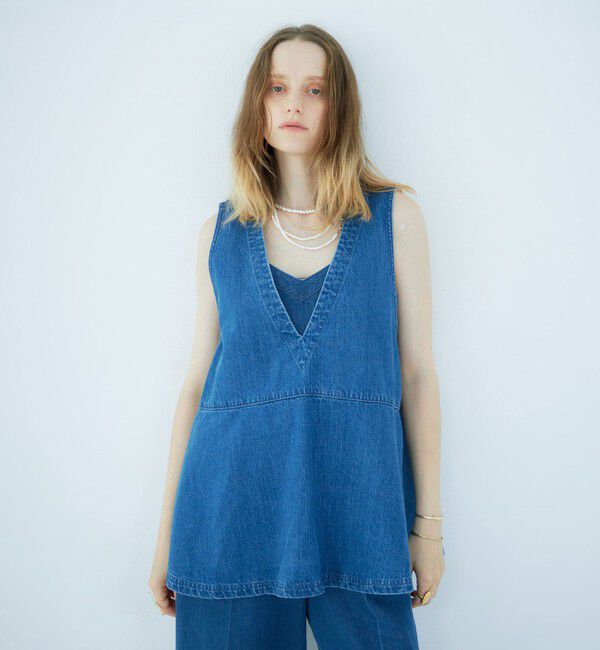 Rie Miller「【RM denim】ペプラムジレデニムブラウス」|シャツ・ブラウス|