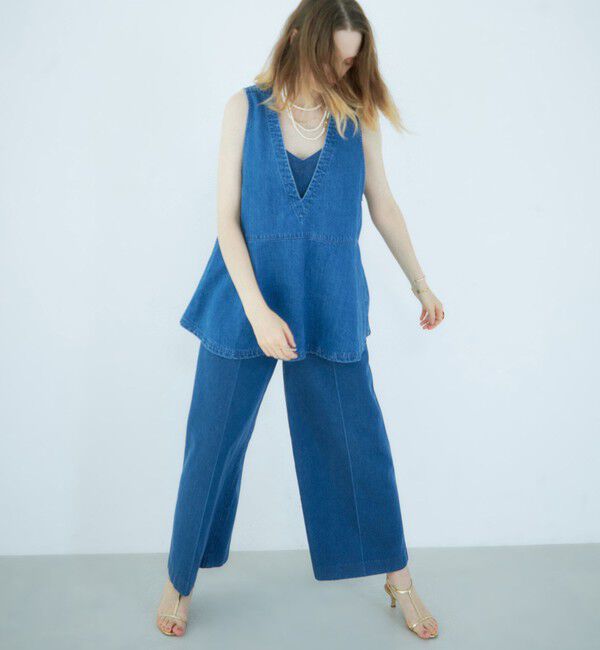 Rie Miller「【RM denim】ペプラムジレデニムブラウス」|シャツ・ブラウス|