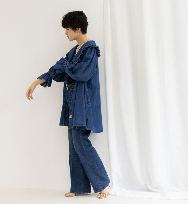 Rie Miller「【RM denim】ビッグカラー2WAYデニムブラウス」|シャツ・ブラウス|