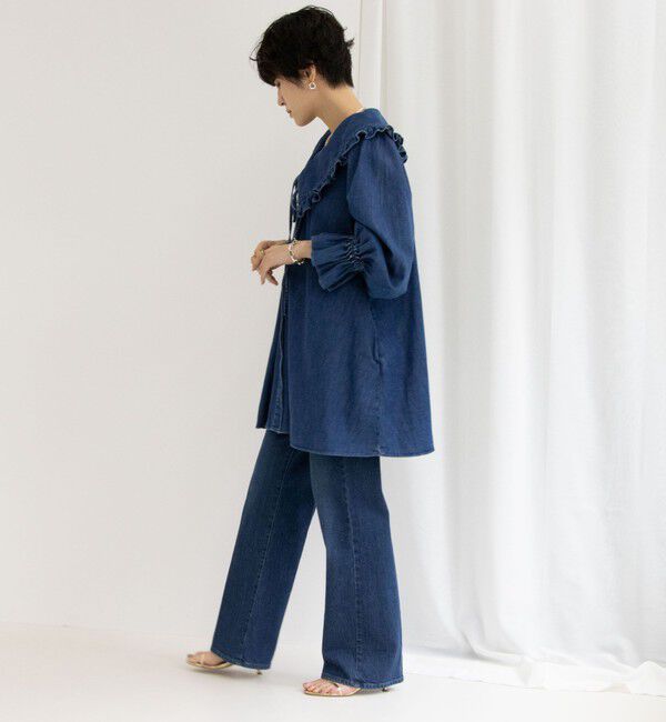 Rie Miller「【RM denim】ビッグカラー2WAYデニムブラウス」|シャツ・ブラウス|