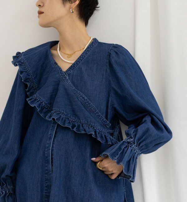 Rie Miller「【RM denim】ビッグカラー2WAYデニムブラウス」|シャツ・ブラウス|