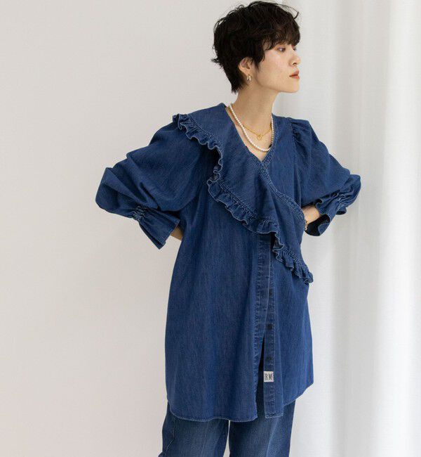 Rie Miller「【RM denim】ビッグカラー2WAYデニムブラウス」|シャツ・ブラウス|