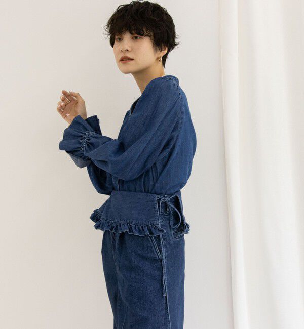 Rie Miller「【RM denim】ビッグカラー2WAYデニムブラウス」|シャツ・ブラウス|