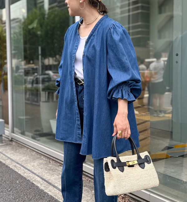 Rie Miller「【RM denim】ビッグカラー2WAYデニムブラウス」|シャツ・ブラウス|