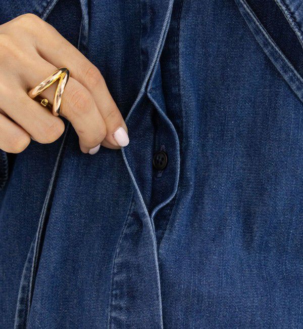 Rie Miller「【RM denim】ビッグカラー2WAYデニムブラウス」|シャツ・ブラウス|