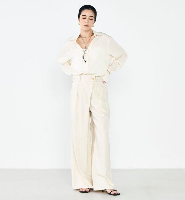 Rie Miller「【RM denim】リネン混ラップワイドパンツ」|その他|