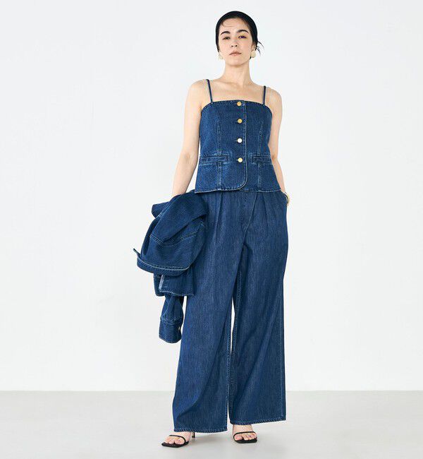 Rie Miller「【RM denim】リネン混ラップワイドパンツ」|その他|