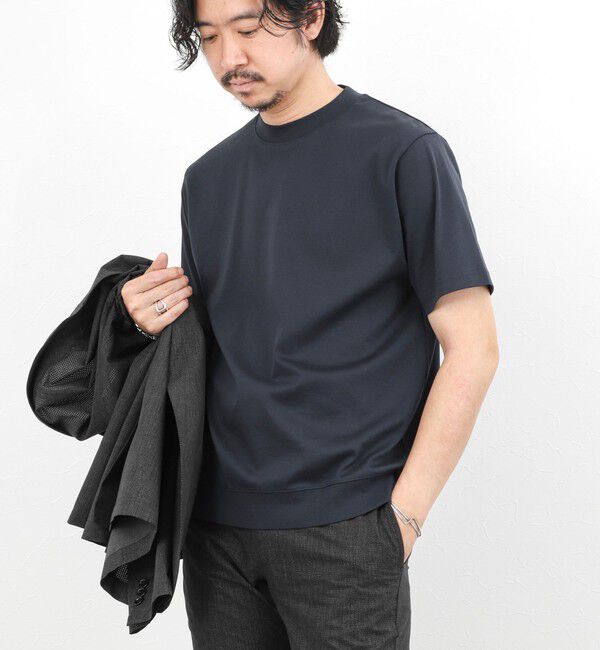 NOLLEY'S goodman「《ビジカジ対応》シルケットスムース クルーネックドレスTシャツ 26SS」|Tシャツ・カットソー|ダークネイビー