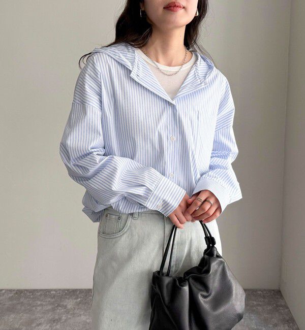 fredy emue「ストライプフーディーシャツ」|シャツ・ブラウス|