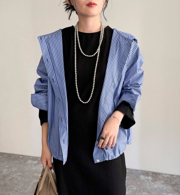 fredy emue「ストライプフーディーシャツ」|シャツ・ブラウス|