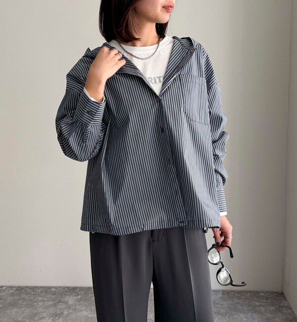 fredy emue「ストライプフーディーシャツ」|シャツ・ブラウス|