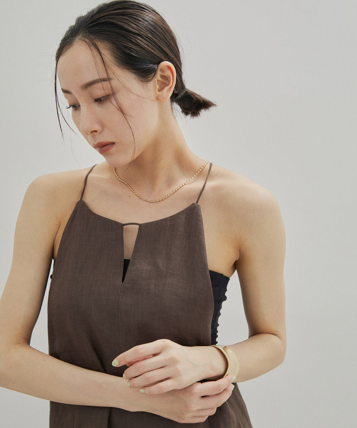 SALON adam et rope'「【洗える】ノルマンディリネンキャミワンピース/麻」|ワンピース|