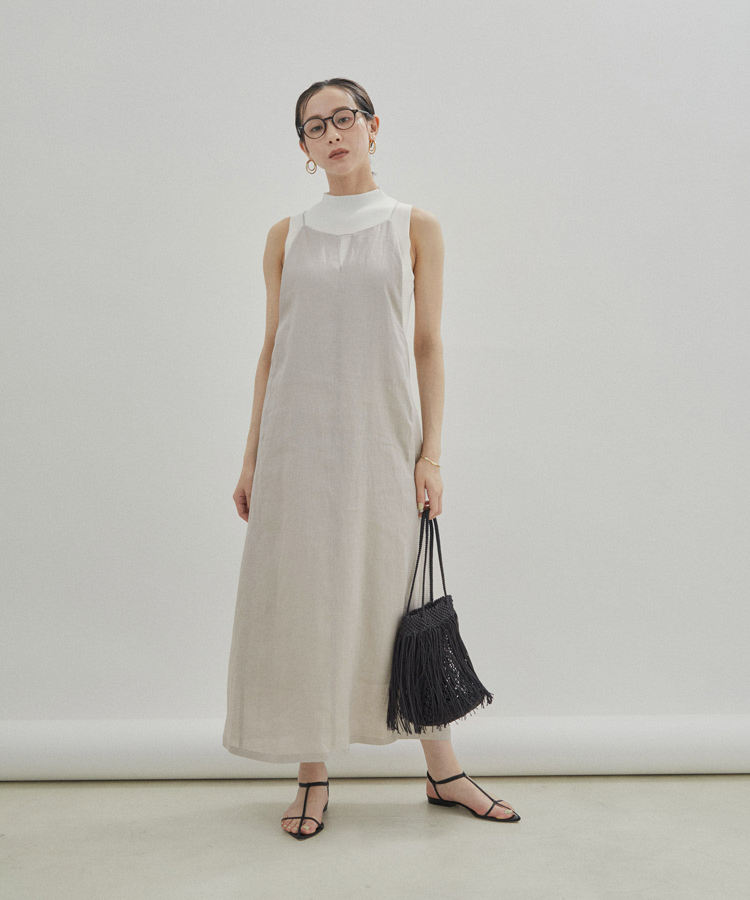 SALON adam et rope'「【洗える】ノルマンディリネンキャミワンピース/麻」|ワンピース|