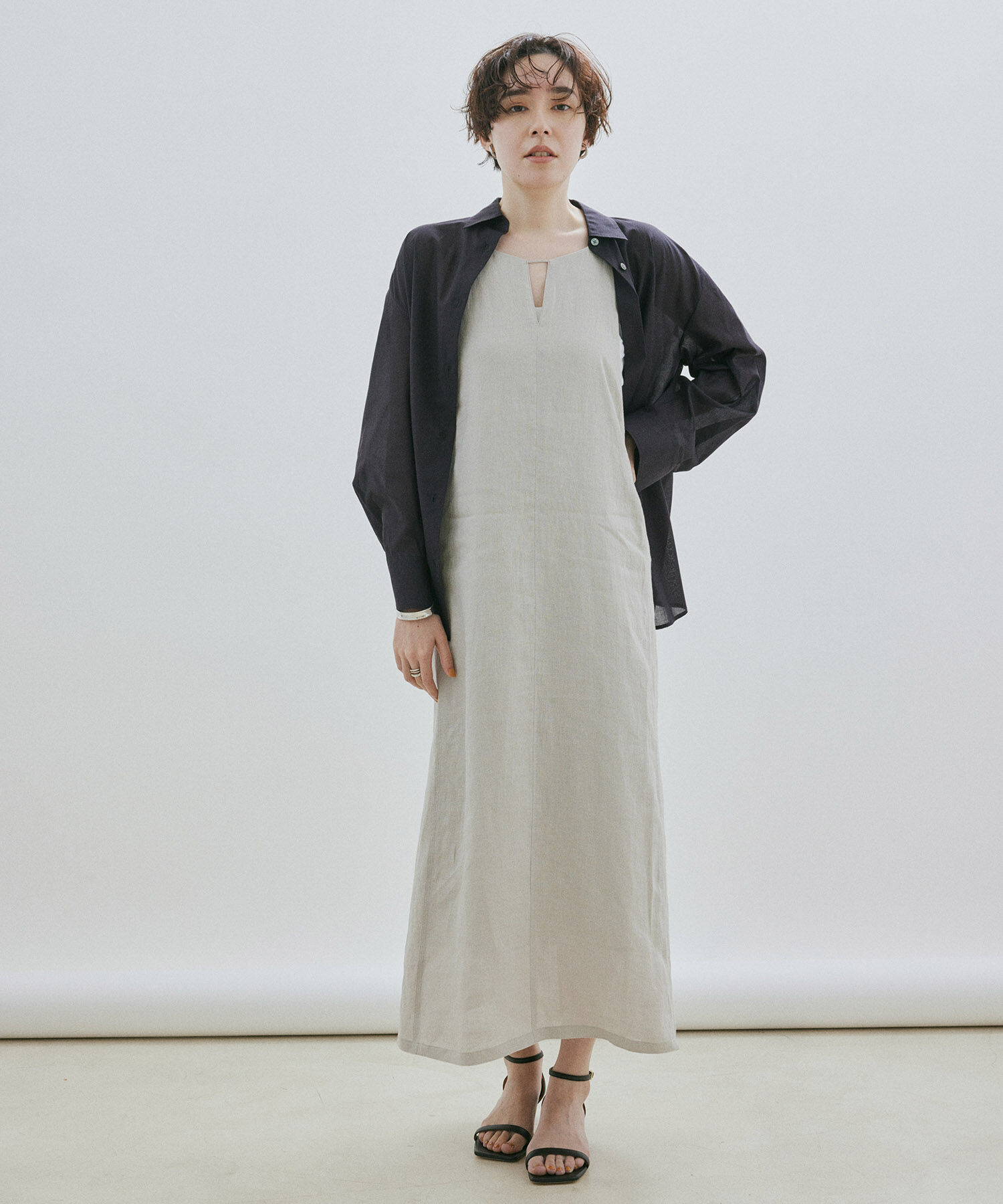 SALON adam et rope'「【洗える】ノルマンディリネンキャミワンピース/麻」|ワンピース|