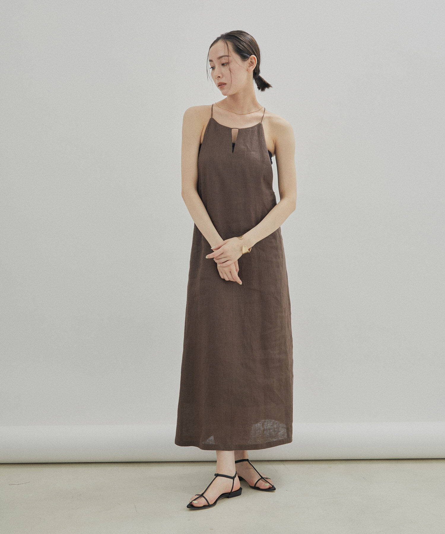 SALON adam et rope'「【洗える】ノルマンディリネンキャミワンピース/麻」|ワンピース|